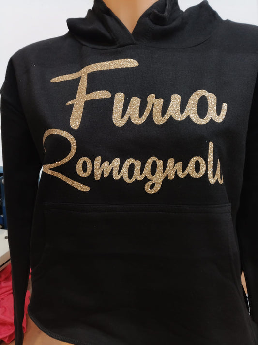 crop top hooded glitter furia romagnola 